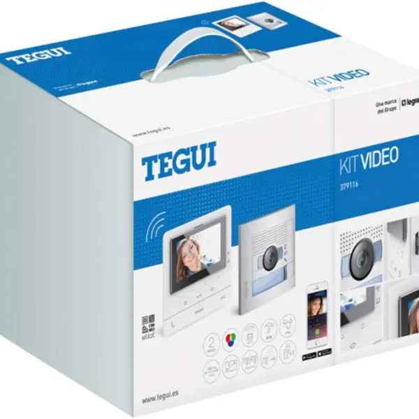 Kit Videoportero 2 hilos Tegui Sfera New con monitor CLASSE100X16E Conectado 379116", blanco, estándar [Clase de eficiencia energética A+]