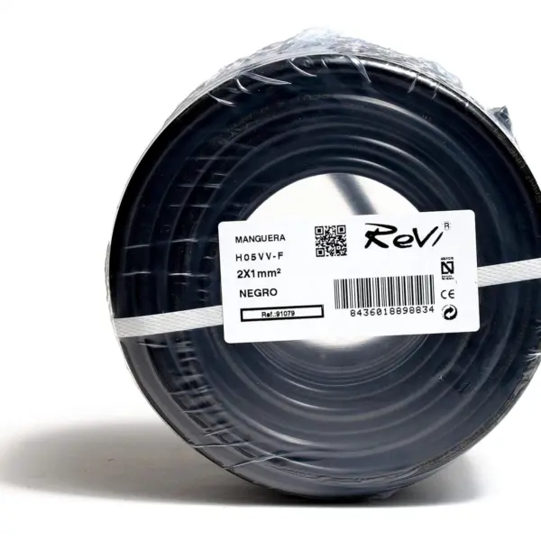 Cable H05VV-F Manguera 2x1mm 100m (Negro)