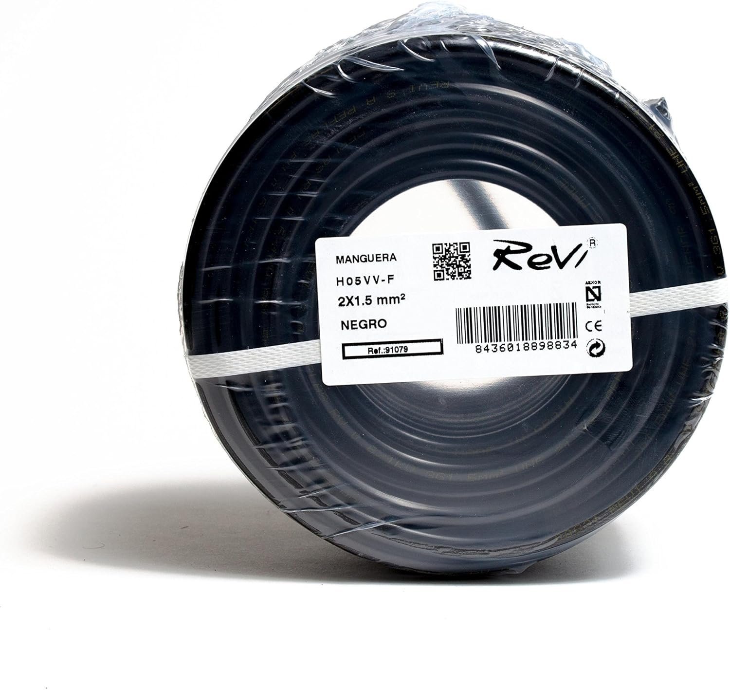 Cable H05VV-F Manguera 2x1,5mm 100m (Negro)