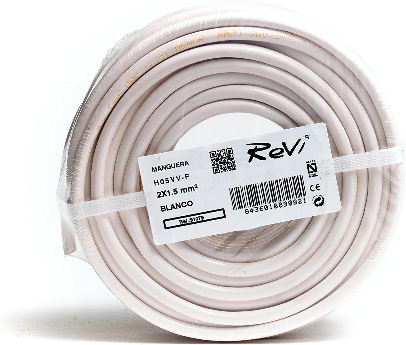 Cable H05VV-F Manguera 2x1,5mm 100m (Blanco)