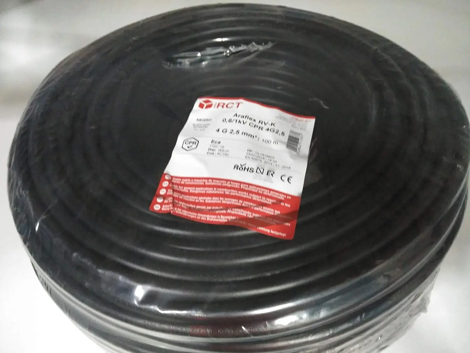 MANGUERA NEGRA RV-K 0,6/1 KV 4X2,5 MM2 ROLLOS 100 M