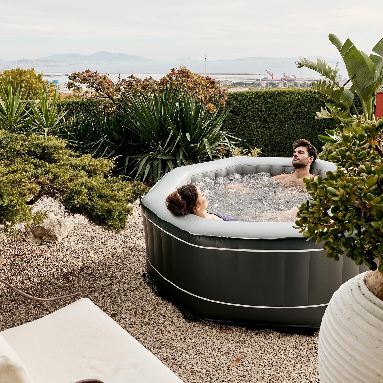 NETSPA - SPA Hinchable Octogonal SP-SLV155D - 5/6 Personas - Silver - 195x195x70Cm - Cubierta de PVC Laminado Hoja Aluminio - Liner Exterior PVC Laminado - Imagen 2