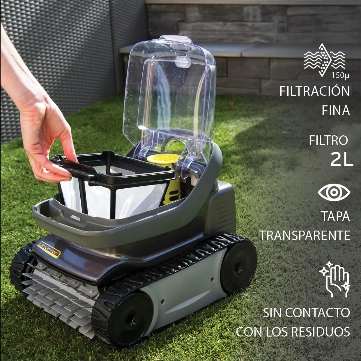 ZODIAC Pixel OP 32 limpia fondos batería, Limpia Fondo y Paredes de Las Piscinas de hasta 8x4m. Batería de Litio, Ciclo de 2h, filtración Fina, Ventana Transparente - Imagen 3