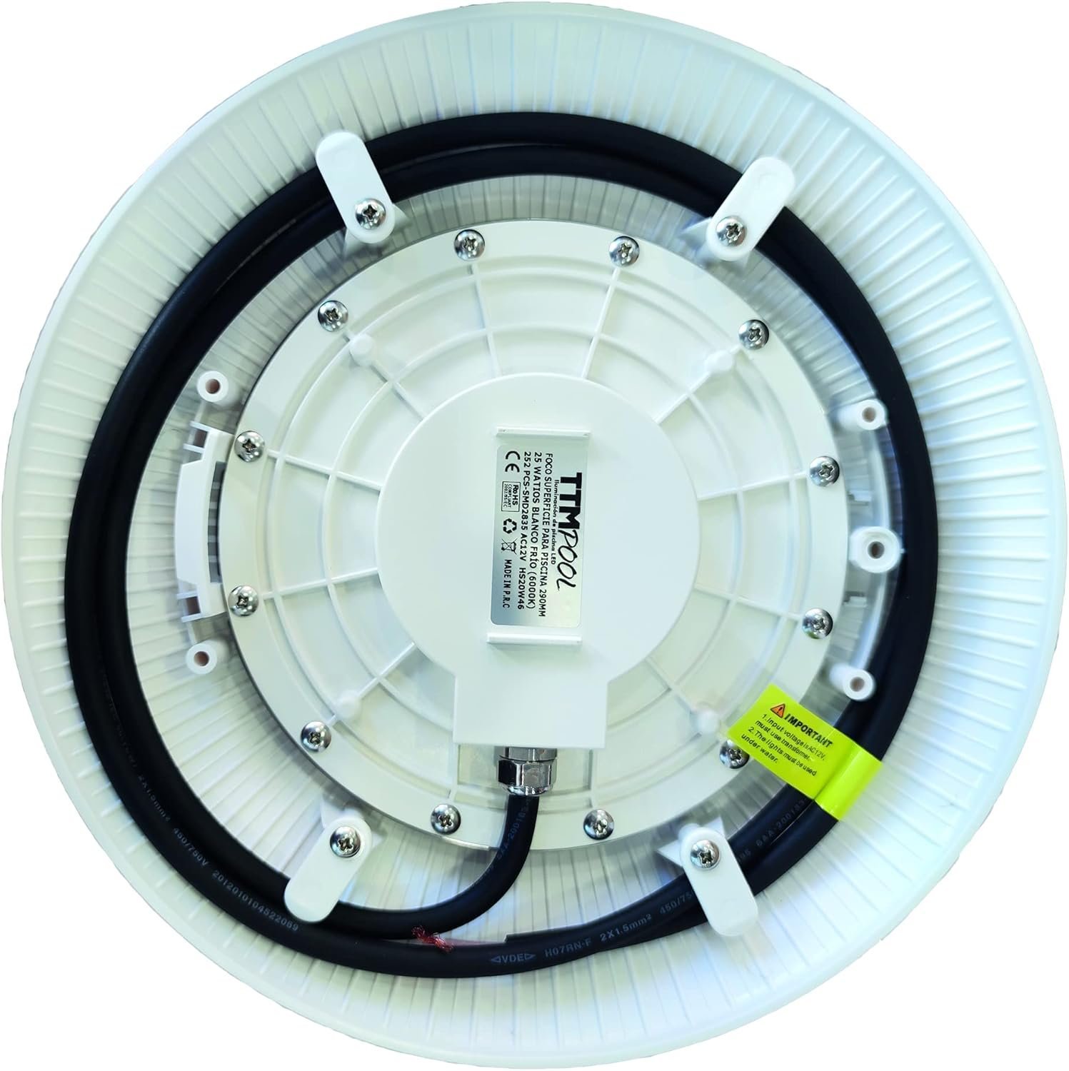 Foco Piscina Led 25W RGB 12 Colores Pack 2 + Mando - Instalación en Superficie de Piscina 2250 lumens Alta luminosidad - Slim Plus Nuevo DISEÑO Multicolor con tecnologia RGB - 12V Ø205 x 90mm - Imagen 5