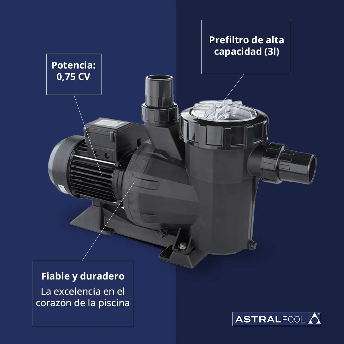 Bomba piscina – Victoria Plus – 0.75 CV – Mono – Astralpool - Imagen 5