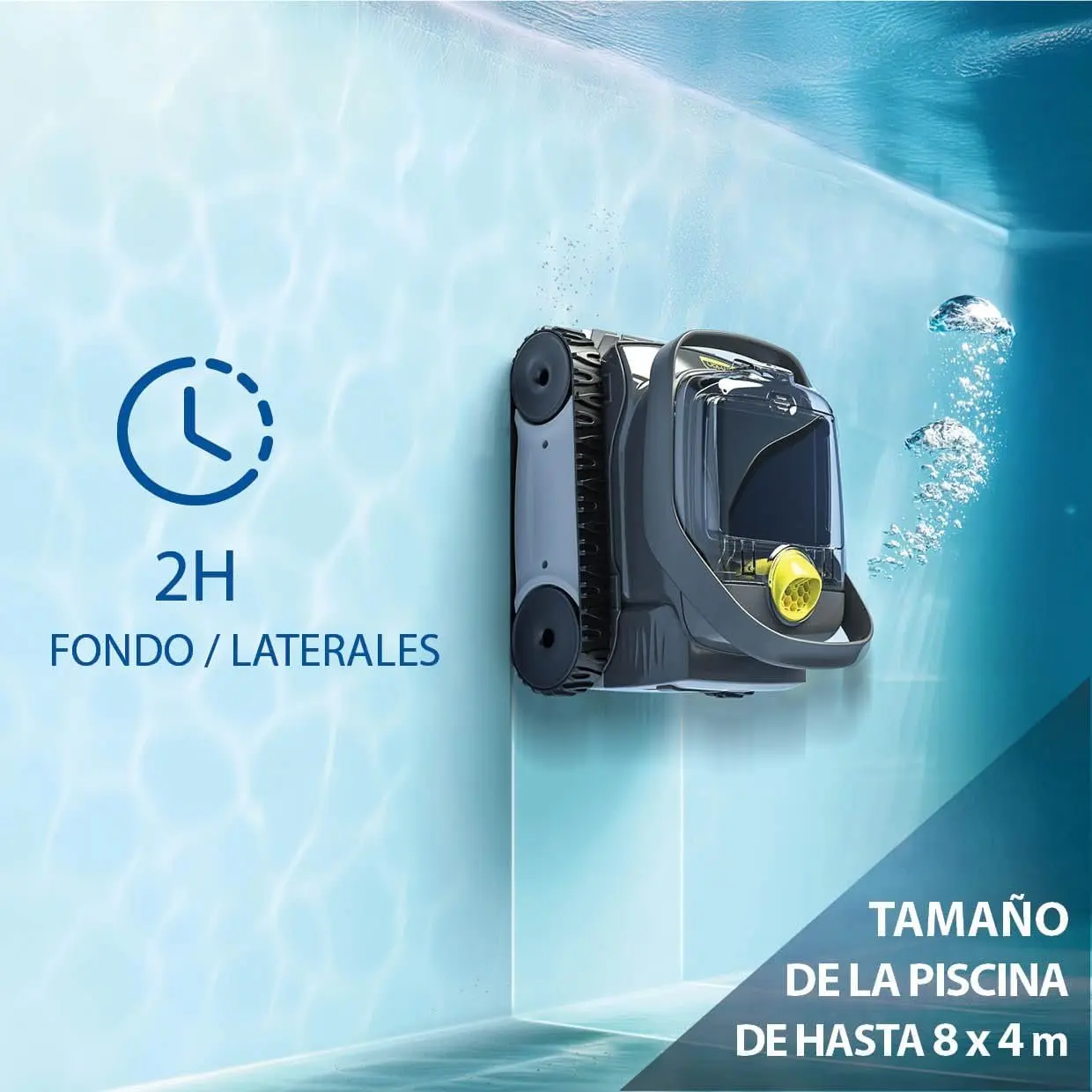 ZODIAC Pixel OP 32 limpia fondos batería, Limpia Fondo y Paredes de Las Piscinas de hasta 8x4m. Batería de Litio, Ciclo de 2h, filtración Fina, Ventana Transparente - Imagen 5