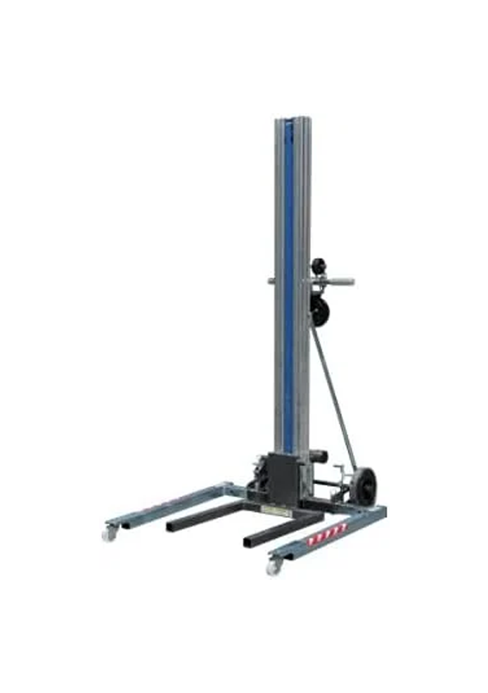 CARRETILLA ELEVADORA MANUAL DE ALUMINIO. Altura máxima 3.35 metros y Capacidad 135 kilos.