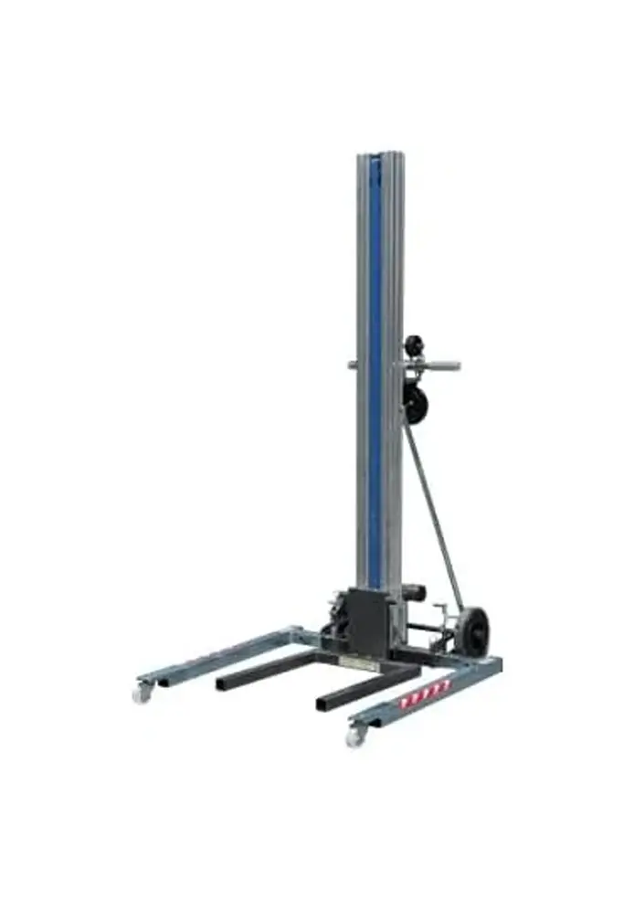 CARRETILLA ELEVADORA MANUAL DE ALUMINIO. Altura máxima 3.35 metros y Capacidad 135 kilos.