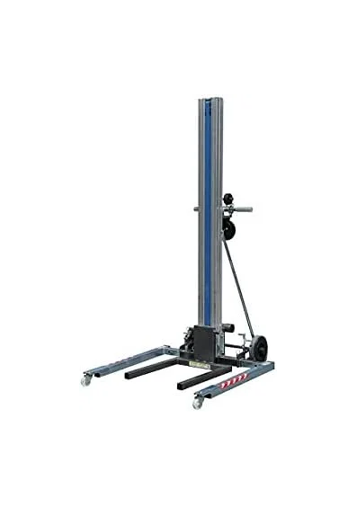 CARRETILLA ELEVADORA MANUAL DE ALUMINIO. Altura máxima 4.80 metros y Capacidad 80 kilos.