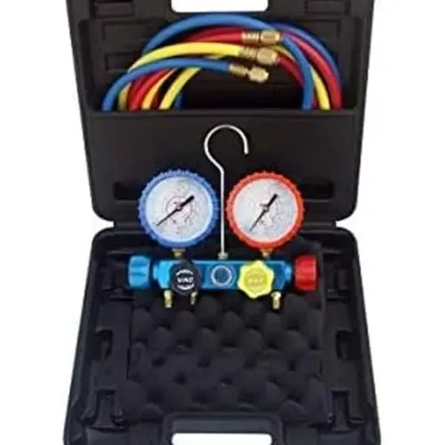 Kit analizador 4 valvulas analogico manometros diam. 80 R32/R407C/R410A