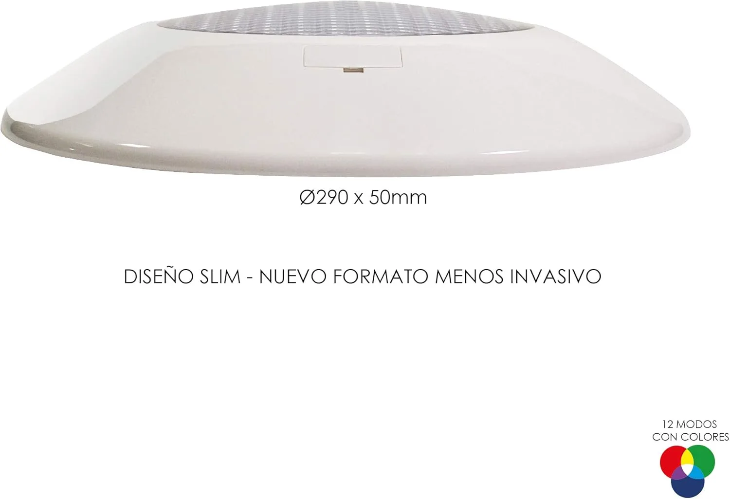 Foco Piscina Led 25W RGB 12 Colores Pack 2 + Mando - Instalación en Superficie de Piscina 2250 lumens Alta luminosidad - Slim Plus Nuevo DISEÑO Multicolor con tecnologia RGB - 12V Ø205 x 90mm - Imagen 2