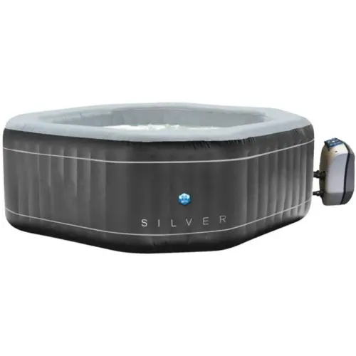N NETSPA SPA Gonflable Octogonal Silver 5/6 Plazas Exterior, Negro