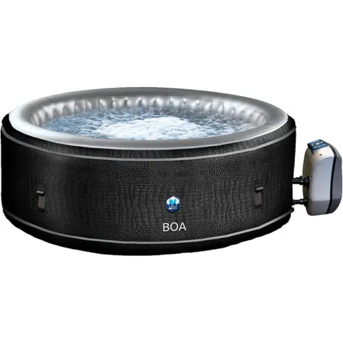 NETSPA - SPA Hinchable Circular SP-BOA155B XL Familial -5-6 Personas - 195X70 Cm - Efecto de cocodrilo - Estructura de Espuma 8 Cm - Volumen 800 L