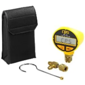 Indicador de vacío digital CPS con pantalla LCD de 5 dígitos. Lee Micrones mBar Torr In/Hg, Calibrado NIST, Conexión SAE 1/4", Batería 9V, 68mm x 40mm x 124mm