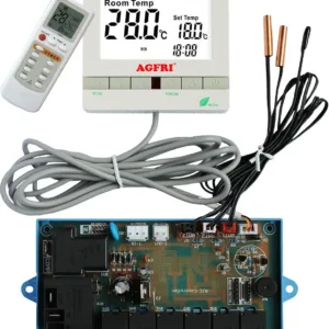 Electrónica Universal de Reemplazo con Termostato Retroiluminado, Mando a Distancia, 6 Relés, Cable 1.9m, Compatible con Equipos No Inverter