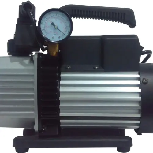 Bomba de Vacío 2 Etapas con Vacuómetro y Solenoide, 1/3CV, 250W, 1.5cfm, 15 Micrones, 530ml Depósito de Aceite, 321x122x245mm, 8.2kg