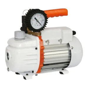 Bomba de Vacío Simple Efecto con Kit Vacuómetro y Solenoide, 1/6CV, 0.7ltr/s, 2.50m³/h, 2cfm, 75 Micrones, 270x240x120mm, 5.4kg
