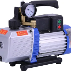Bomba de Vacío 2 Etapas para Gas R32 y 1234yf, 1/3CV 250W, con Vacuómetro y Solenoide, 1.5cfm, 15 Micrones, 530ml Aceite, 321x122x245mm