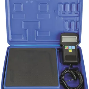 Báscula Digital de Carga para Refrigerante, 100kg Capacidad Máxima, Plataforma 223x223mm, Resolución 5gr, Certificado NIST, Incluye Pila 9V