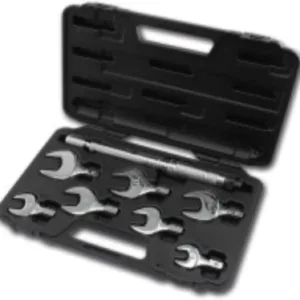 Juego de Llaves Dinamométricas Profesionales con Torquímetro para Sistemas de Alta Presión R410a, 7 Piezas, 17-19-22-24-26-27-29mm, Par de Apriete 10-18-42-55-65-75 N/m, con Estuche