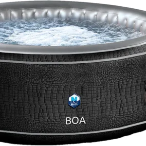 NETSPA - SPA Hinchable Circular SP-BOA155B XL Familial -5-6 Personas - 195X70 Cm - Efecto de cocodrilo - Estructura de Espuma 8 Cm - Volumen 800 L