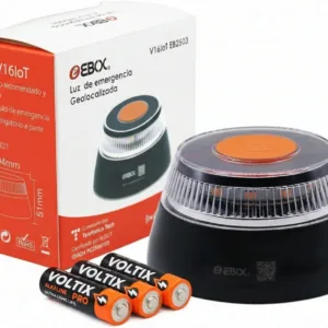 EBOX Luz Emergencia V16 Geolocalizada V16loT. Homologada DGT con Geolocalización, Baliza Coche Conectada DGT 3.0, Datos Incluidos hasta 12/2038,