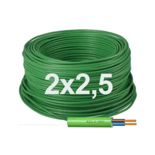 Manguera Eléctrica Flexible 2x2,5 Verde Libre de Halógenos RZ1-K 1Kv