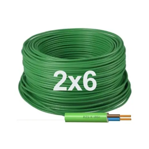 Manguera Eléctrica Flexible 2x6 Verde Libre de Halógenos RZ1-K 1000V