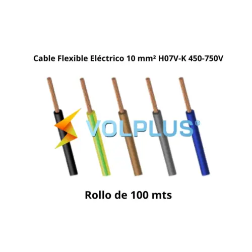 Cable flexible libre de halógenos 10mm 450/750V H07Z1-K CPR (100 Mts)